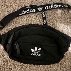 Adidas Black Belt Bag with White Trefoil